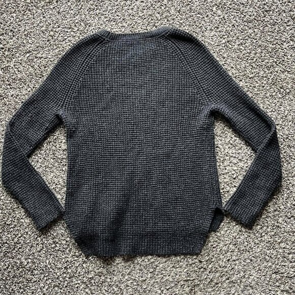 Gray Marine Layer Waffle Knit Womens Small Sweater, Chunky Fall Pullover - Picture 3 of 5